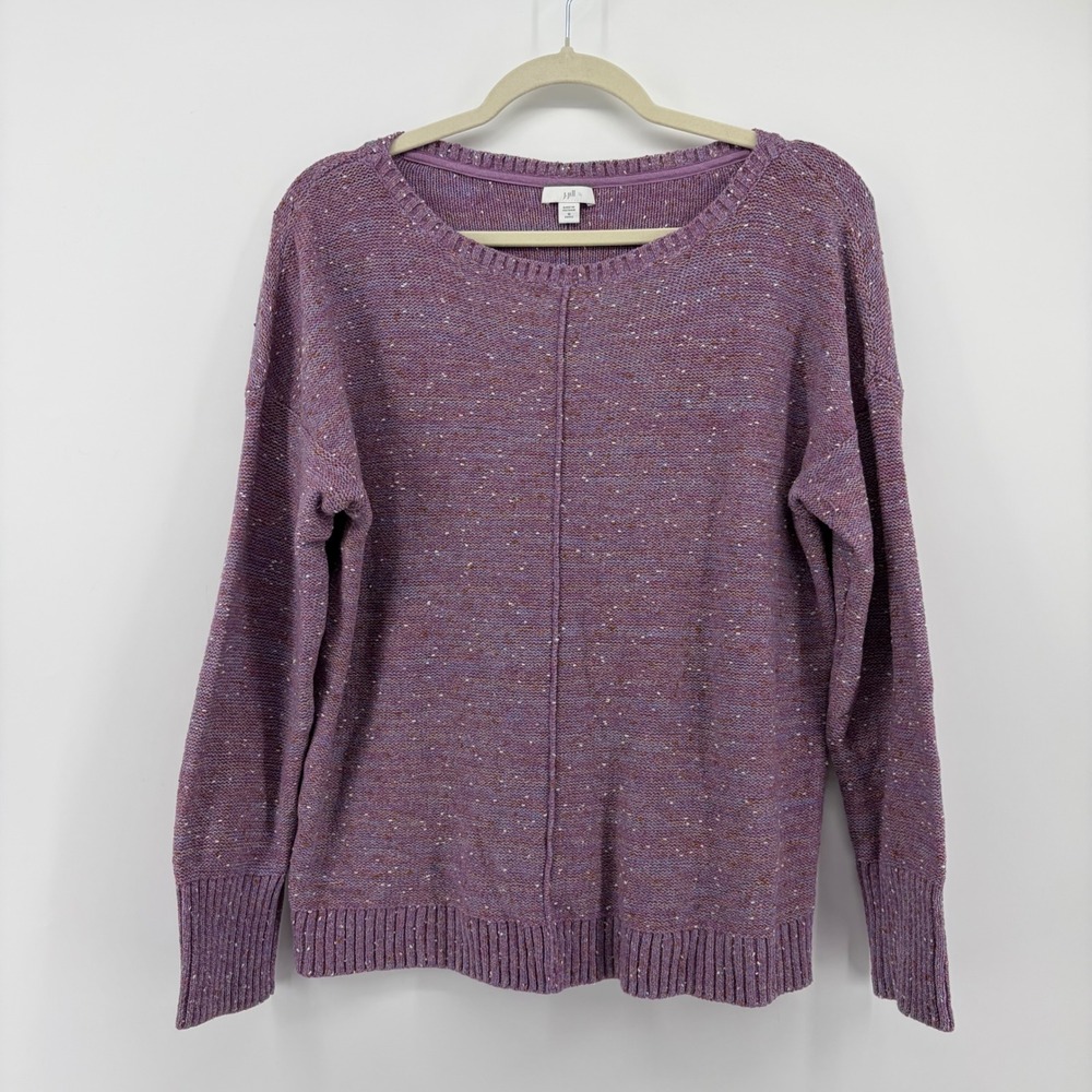 J.‎ Jill Womens M Petite Purple Sweater Flecked Knit Long Sleeve Pullover